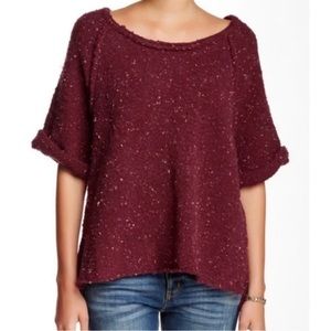 Free People Chunky Short Sleeve Wool Blend Sweater